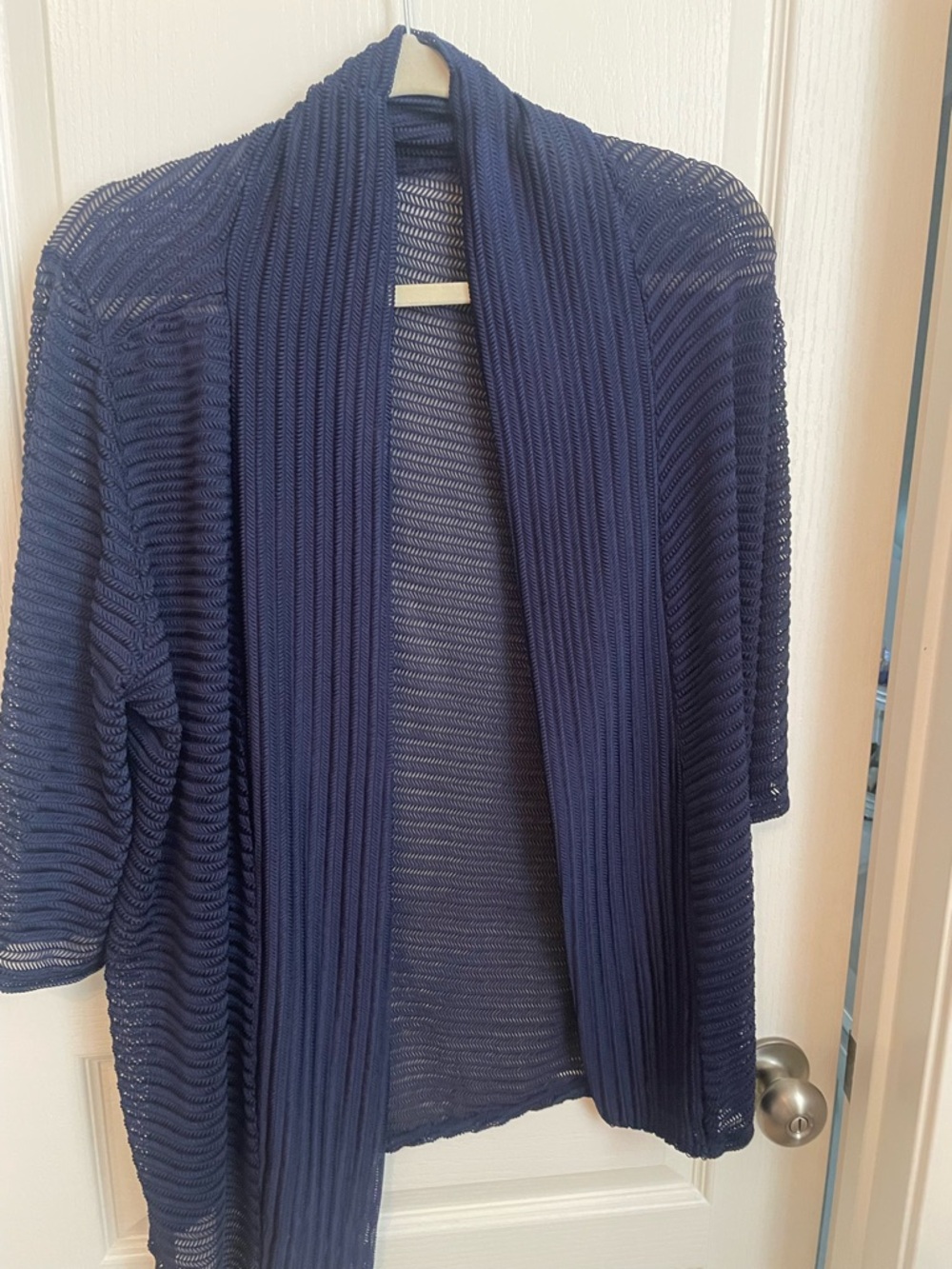 Navy Open-Front Ribbed Women's Cardigan